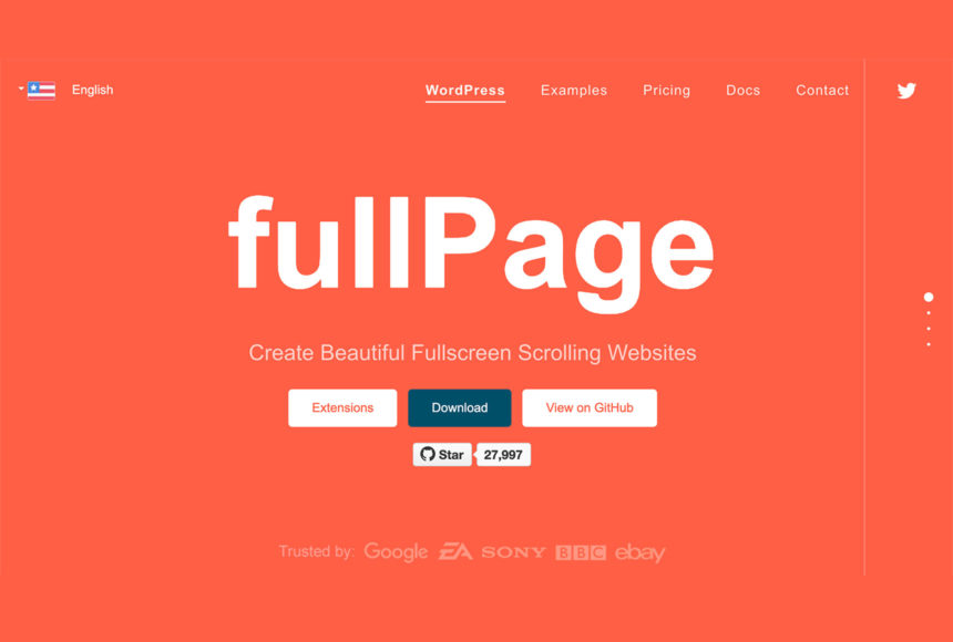 fullPage.js for Gutenberg - Fullscreen Slider Plugin for WordPress